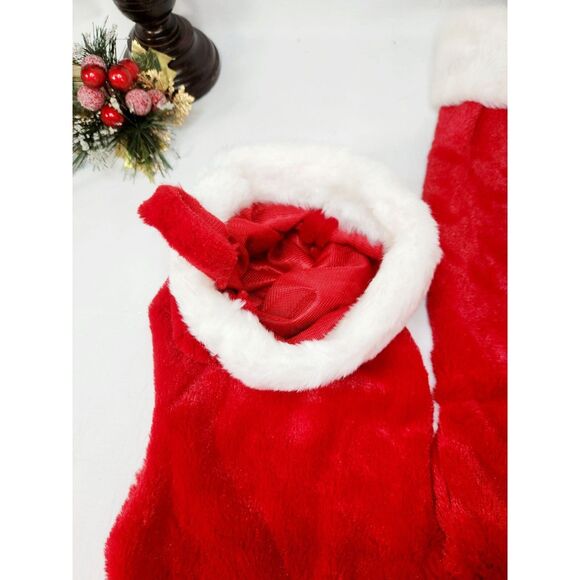 Vintage Revival Plush Christmas Stockings 18" Red White Fur Trim Holiday Decor - Picture 3 of 9